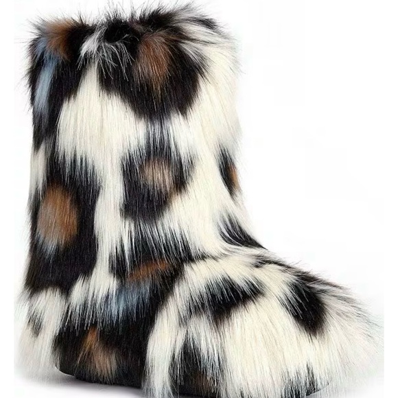 Faux Fur Ankle Booties - Multicolor - Picture 2 of 2